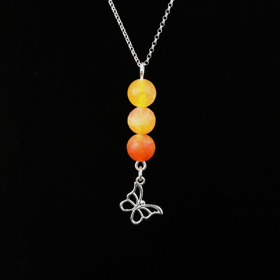 Orange Frosted Agate Necklace