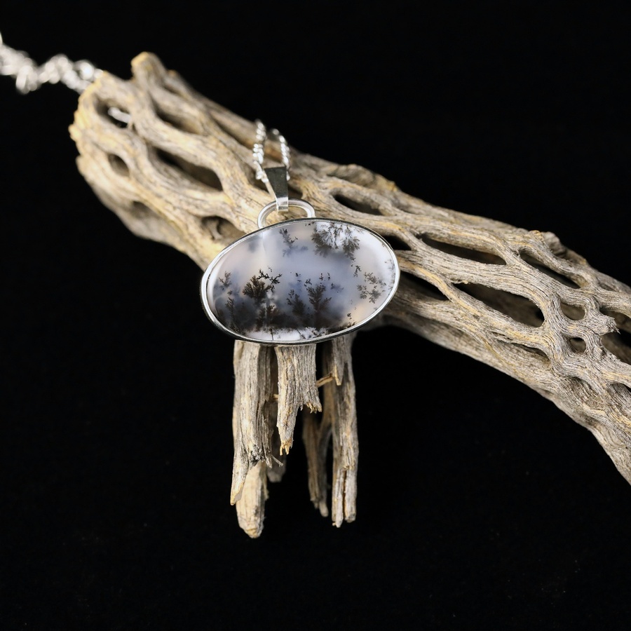 Dendritic White Opal Necklace