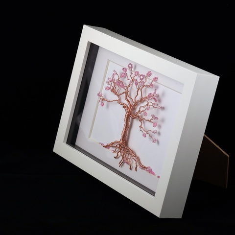3D Bonsai Tree, Copper & Bead Art
