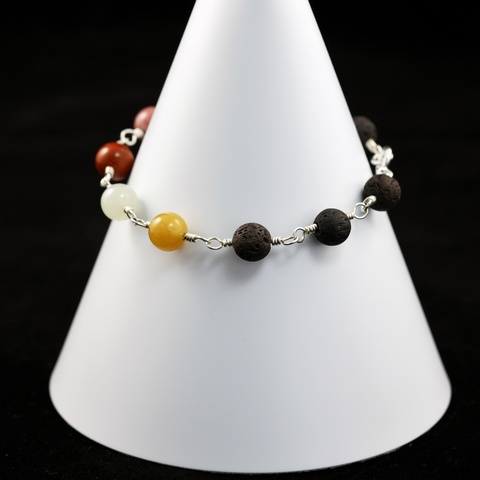 Lava Bead & Gemstone Bracelet