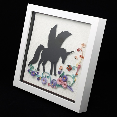 Unicorn Silhouette 3D Quill Art Picture