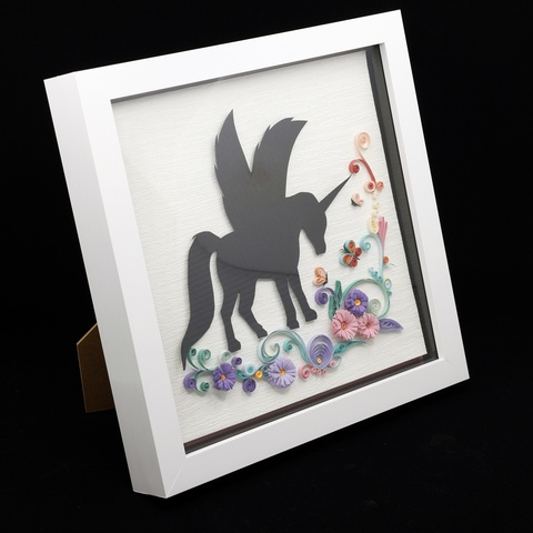 Unicorn Silhouette 3D Quill Art Picture