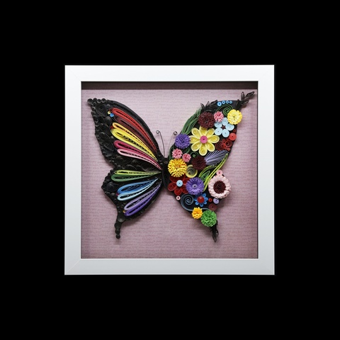 Rainbow Flower Butterfly Quill Art