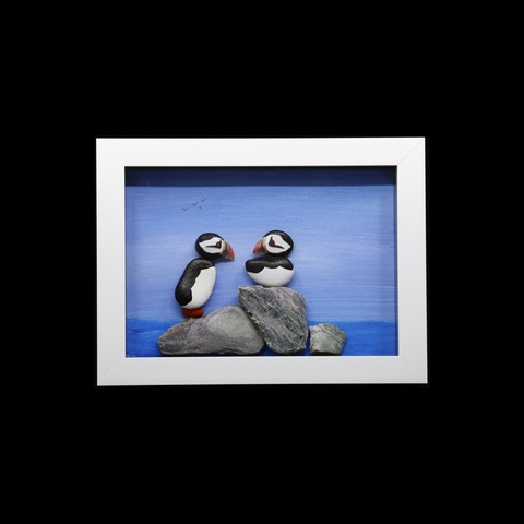 Puffins on the Rocks 3D Art