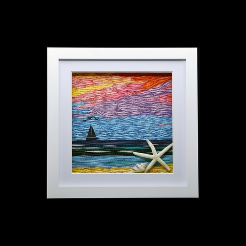 Tropical Sunset Sailing 3D Quill Art Picture
