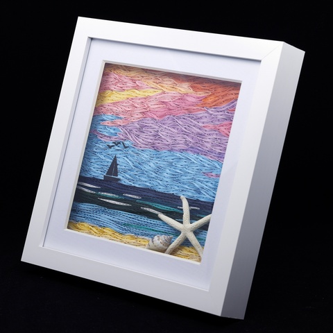 Tropical Sunset Sailing 3D Quill Art Picture