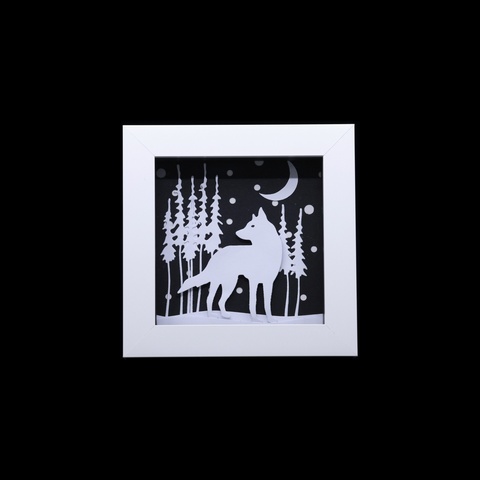 White Wolf Silhouette 3D Picture