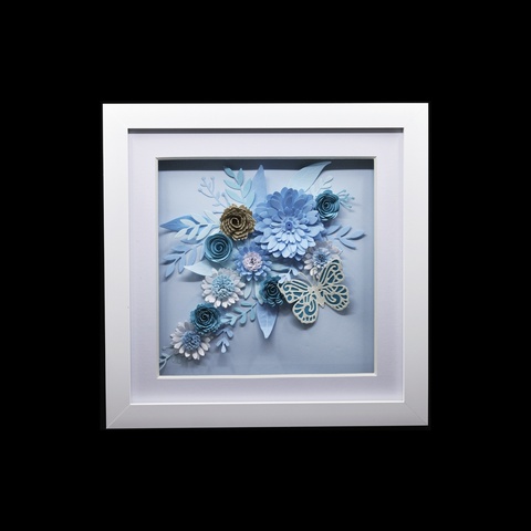 Blooms in Blue 3D Flower Quill Art
