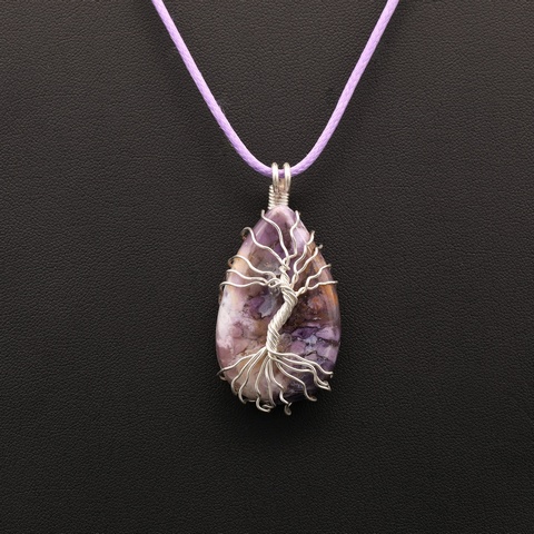 Purple Teardrop Wrapped Necklace