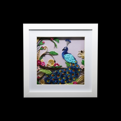 Quilled Peacock Spectacle 3D Art Picture