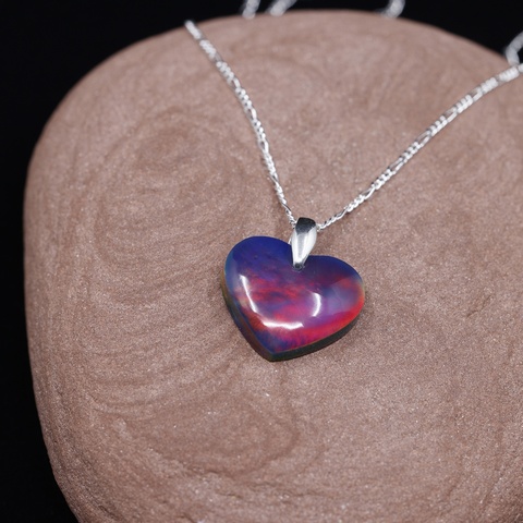 Aurora Opal Blue Heart Necklace