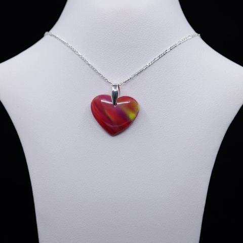 Aurora Opal Red Heart Necklace