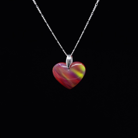 Aurora Opal Red Heart Necklace
