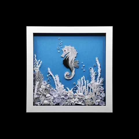 A Seahorse Serenity 3D Quill Art Picture