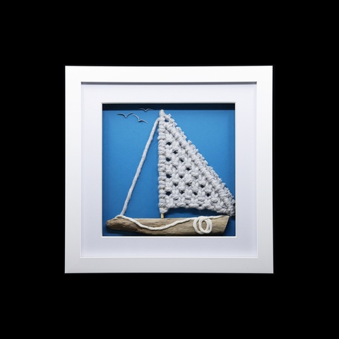Macrame Sail Boat 3D Art