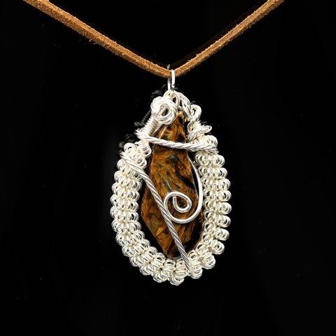 Silver Coiled Pietersite Necklace