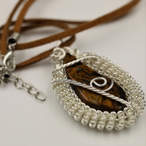 Silver Coiled Pietersite Necklace