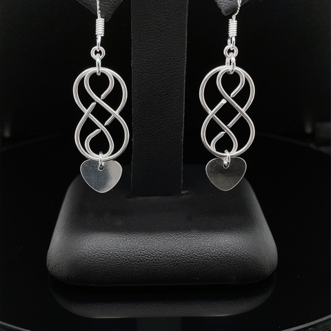 Silver Heart Dangle Earrings