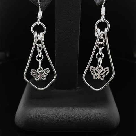 Silver Butterfly Dangle Earrings