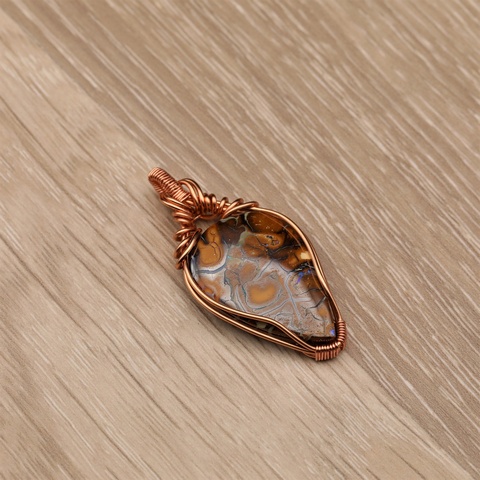 Boulder Opal Copper Wire Pendant