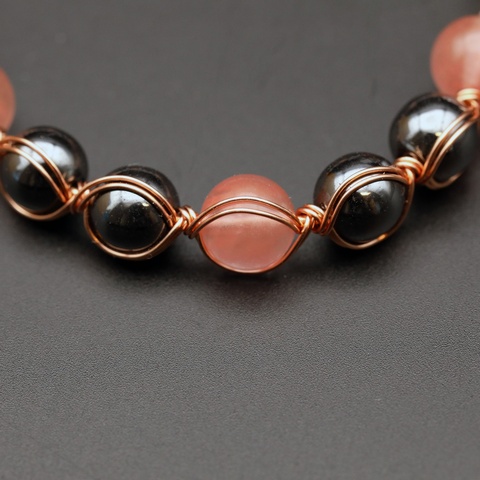 Hematite & Cherry Quartz Copper Bracelet