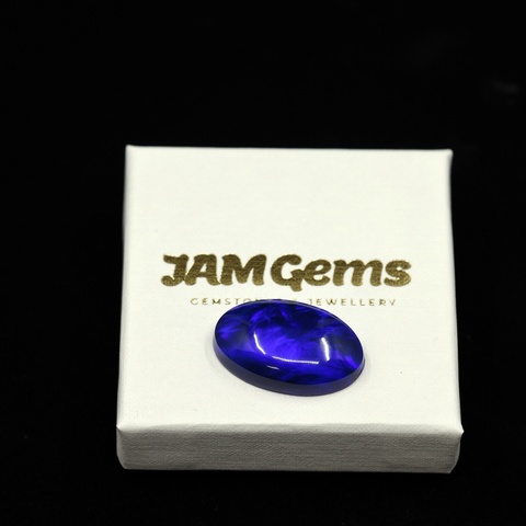 Aurora Opal Blue Black Oval Cabochon