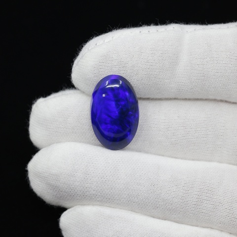 Aurora Opal Blue Black Oval Cabochon