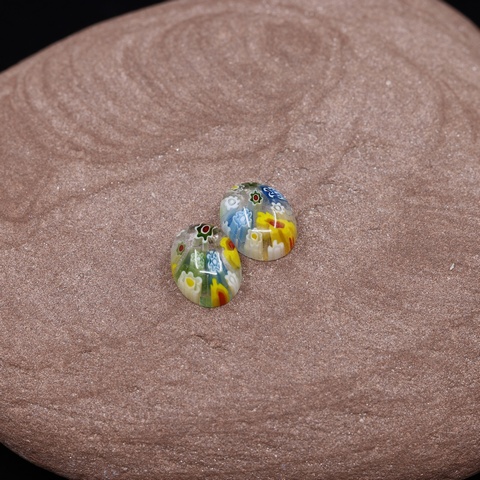 Millefiori Glass Oval Earring Pair