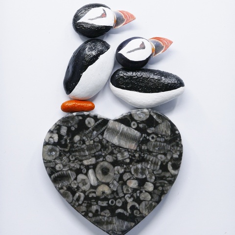 Heart Stone Puffins